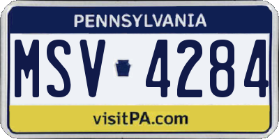 PA license plate MSV4284