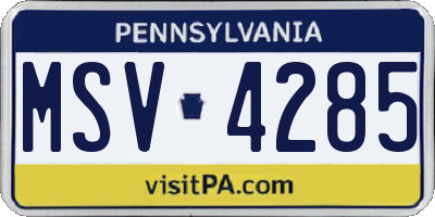 PA license plate MSV4285