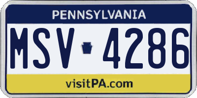 PA license plate MSV4286
