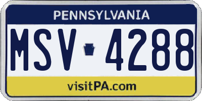 PA license plate MSV4288