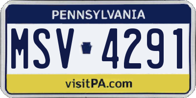 PA license plate MSV4291