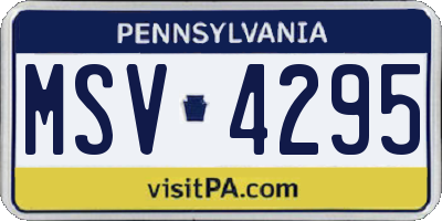 PA license plate MSV4295