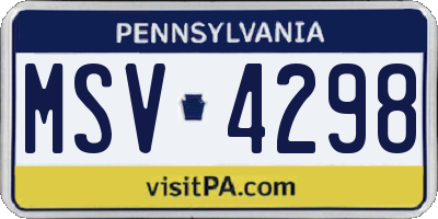 PA license plate MSV4298