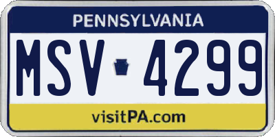 PA license plate MSV4299