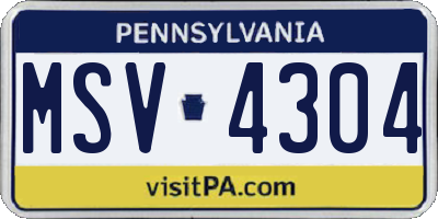 PA license plate MSV4304