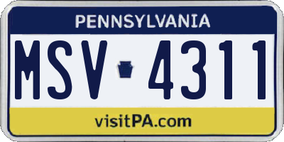 PA license plate MSV4311