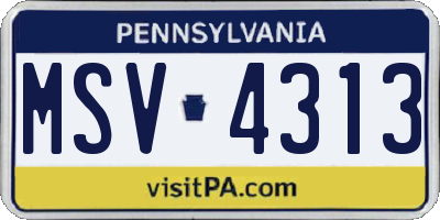 PA license plate MSV4313