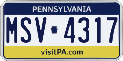 PA license plate MSV4317