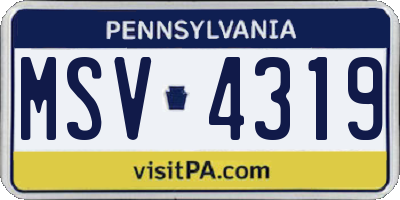 PA license plate MSV4319