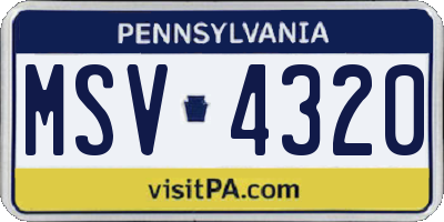 PA license plate MSV4320