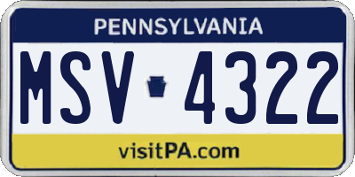 PA license plate MSV4322