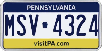 PA license plate MSV4324