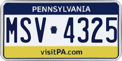 PA license plate MSV4325