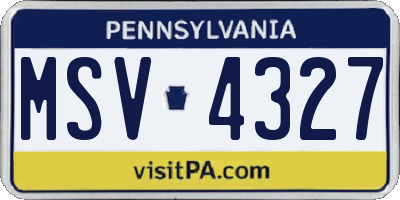 PA license plate MSV4327