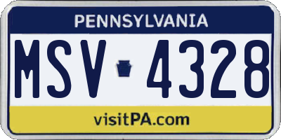 PA license plate MSV4328