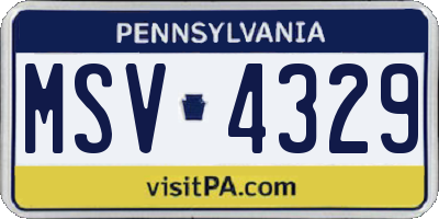 PA license plate MSV4329
