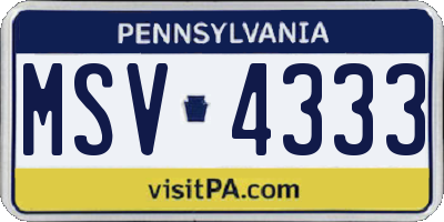 PA license plate MSV4333