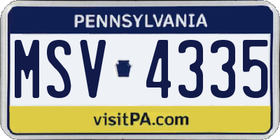 PA license plate MSV4335