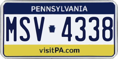 PA license plate MSV4338