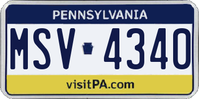 PA license plate MSV4340