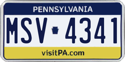 PA license plate MSV4341