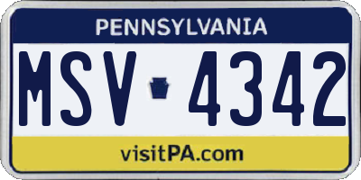 PA license plate MSV4342