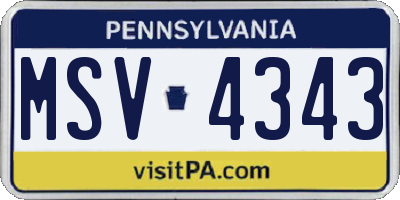 PA license plate MSV4343