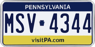 PA license plate MSV4344