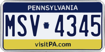 PA license plate MSV4345