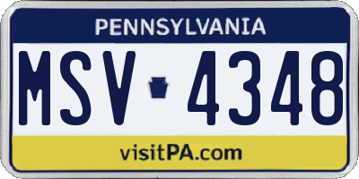 PA license plate MSV4348
