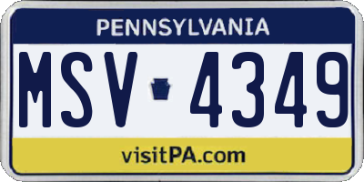 PA license plate MSV4349