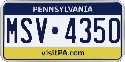 PA license plate MSV4350