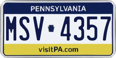 PA license plate MSV4357