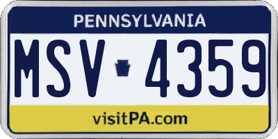 PA license plate MSV4359