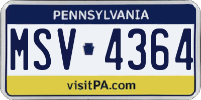 PA license plate MSV4364