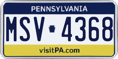 PA license plate MSV4368