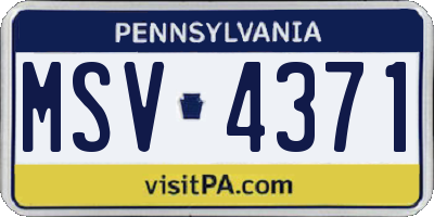 PA license plate MSV4371