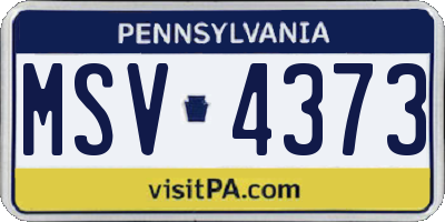 PA license plate MSV4373