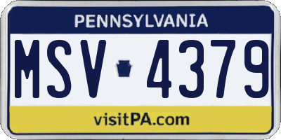 PA license plate MSV4379