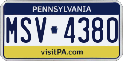 PA license plate MSV4380