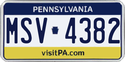 PA license plate MSV4382