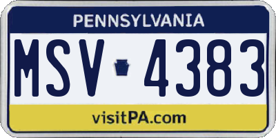 PA license plate MSV4383