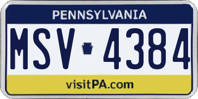 PA license plate MSV4384