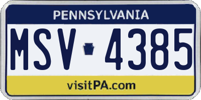 PA license plate MSV4385