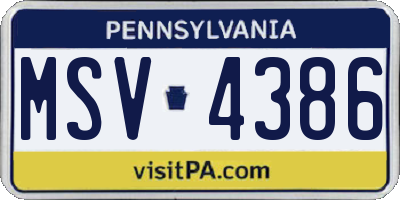 PA license plate MSV4386
