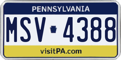 PA license plate MSV4388