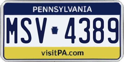 PA license plate MSV4389