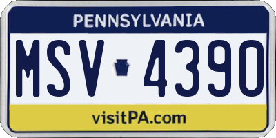 PA license plate MSV4390