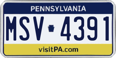 PA license plate MSV4391