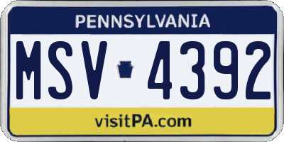 PA license plate MSV4392